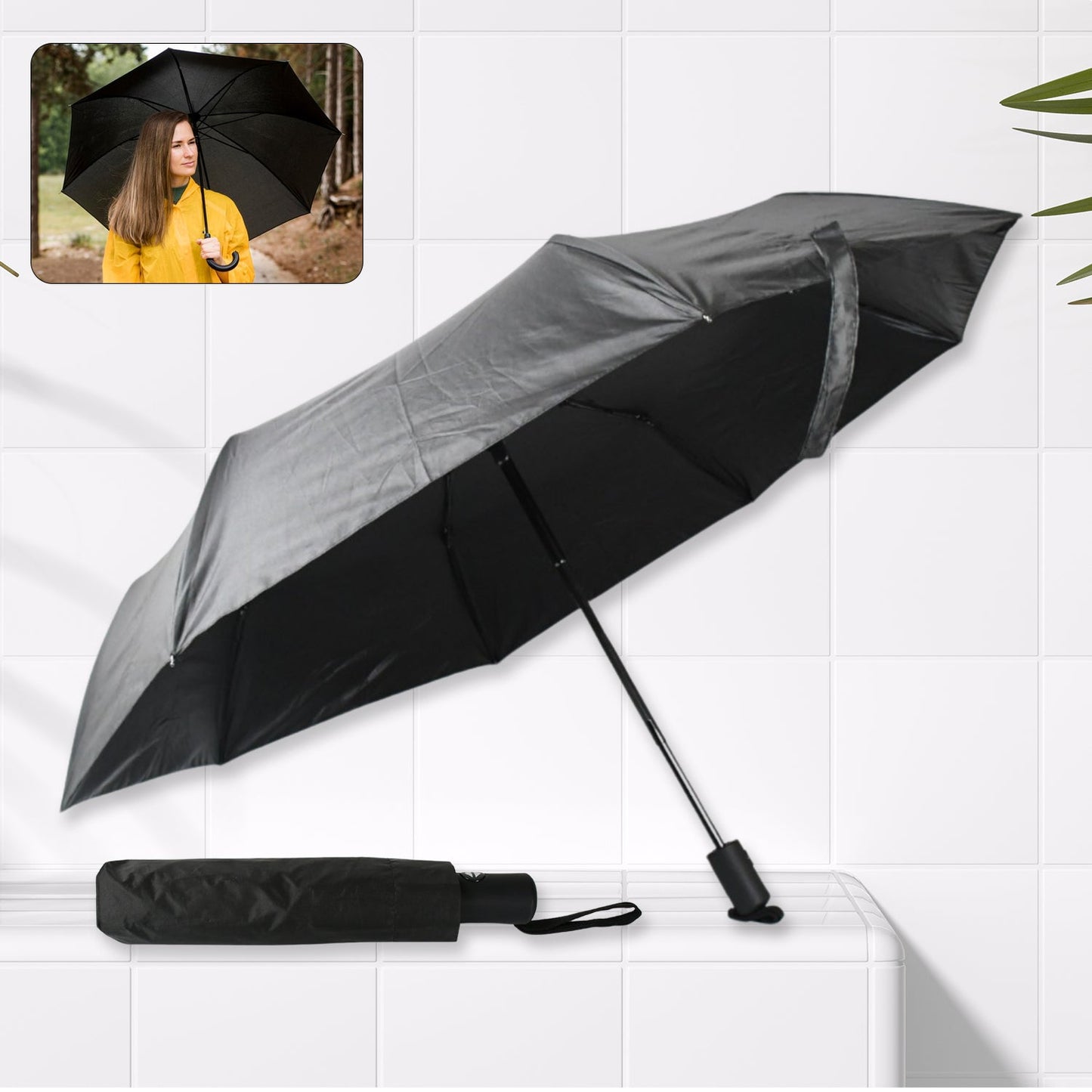 2 Fold Manual Open Umbrella| Windproof, Sunproof & Rainproof with Sturdy Steel Shaft & Wrist Straps | Easy to Hold & Carry | Umbrella for Women, Men & Kids - mihikart.com Health & Personal Care