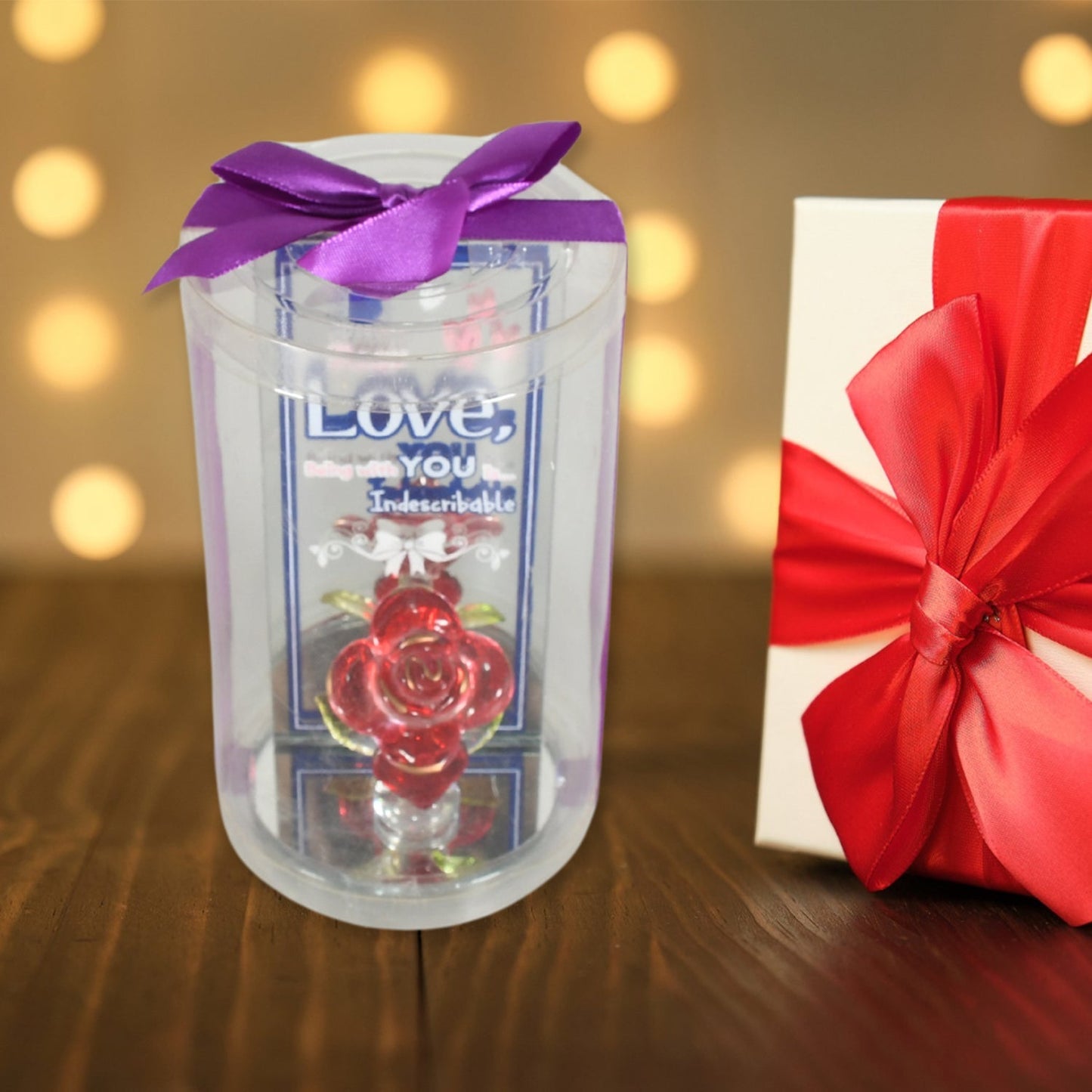 Lovely Rose Gift Showpiece, Love showpiece Valentine's Day Gift, Cute Anniversary, Wedding, Birthday, Boyfriend, Husband Romantic Unique Gift Set, Home Decoration Gift Set (1 Pc) Mihikart