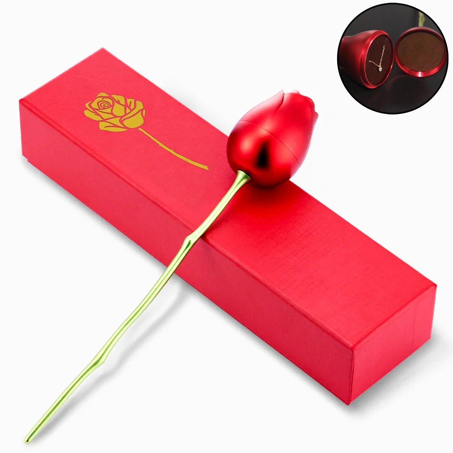 Metal Red Rose Couple Jewelry Box-Fancy Jewelry Box (1 Pc) Mihikart