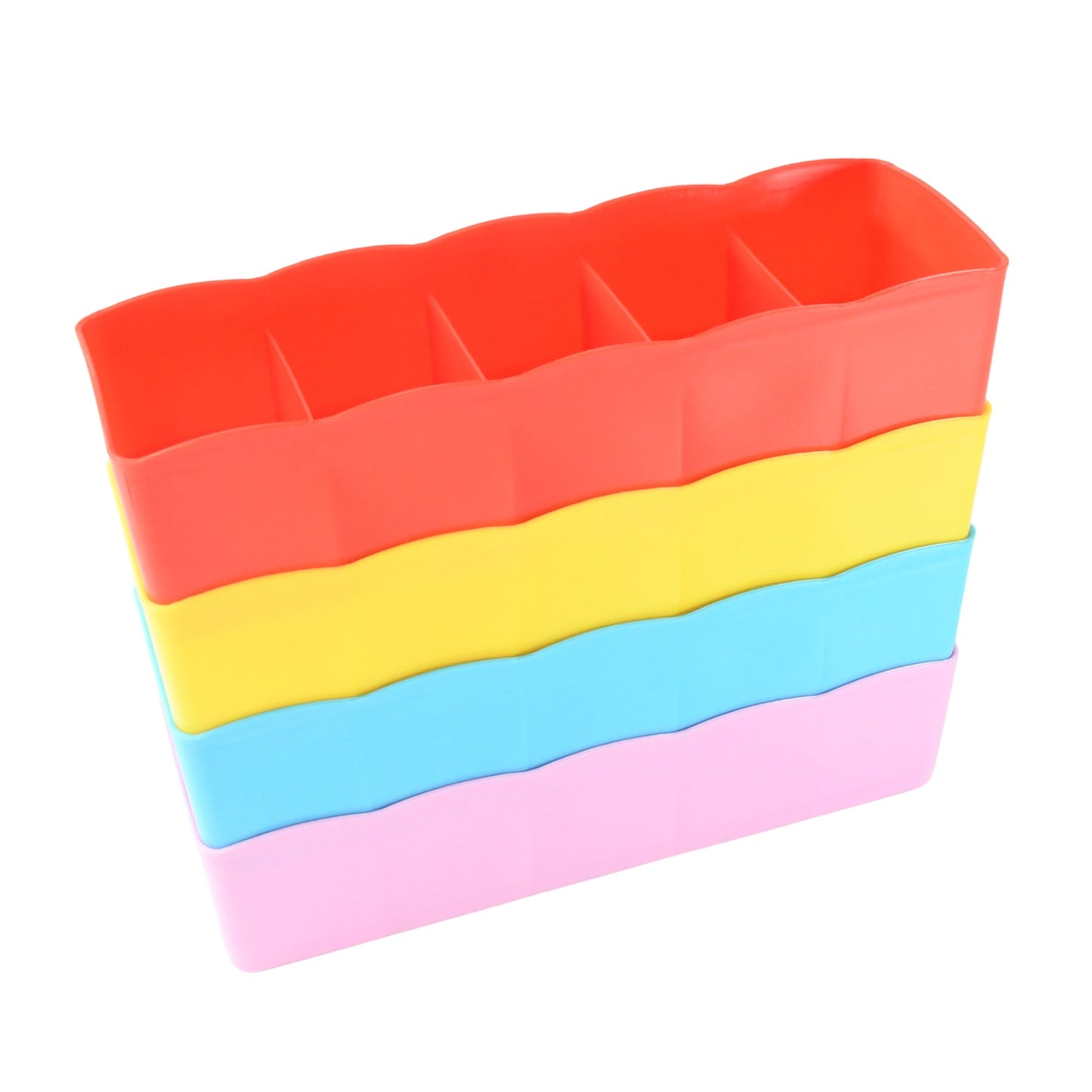 Multi-Function Desktop Drawer Storage Box Clothing Organizer 5 Grid Storage Box Underwear Socks ,Ties Organizer Box (4 Pc Set) Mihikart
