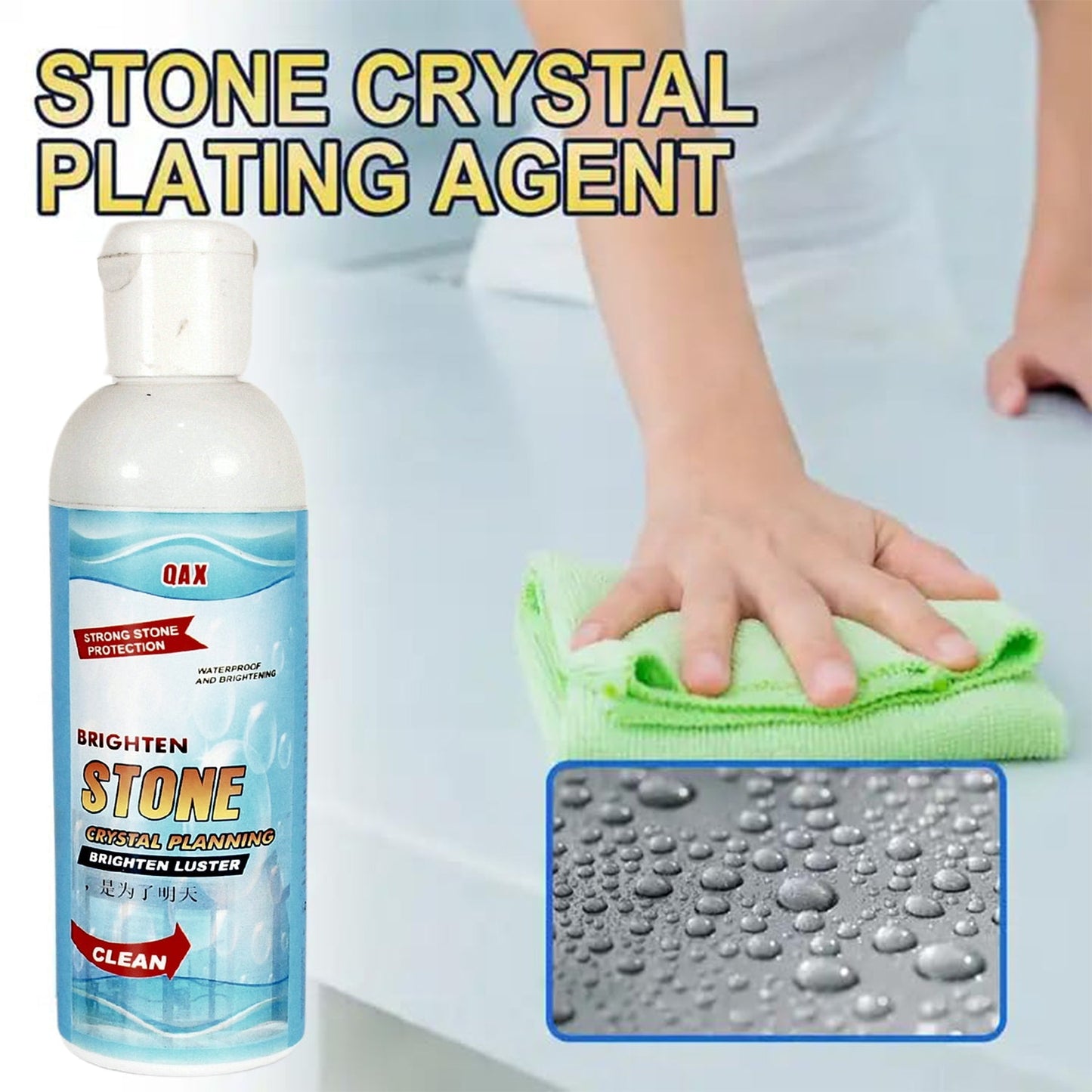 Stone Stain Remover Cleaner, Stone Crystal Plating Agent, Marble Stone Cleaner Polishes, Crystal Plating for Kitchen, Patio, Backyard Marble Cleaner and Polish (75 ML Approx / 1 pc) Mihikart