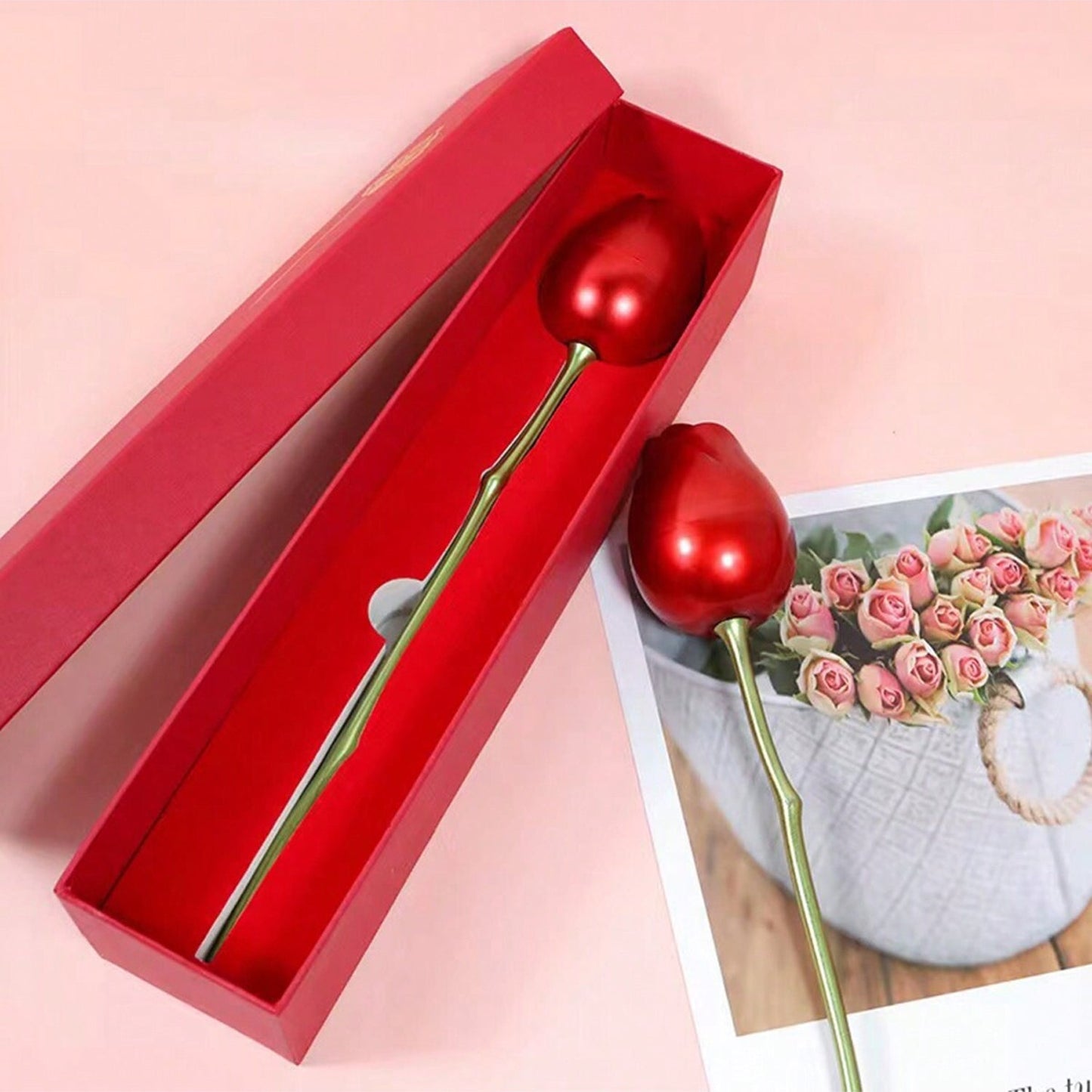 Metal Red Rose Couple Jewelry Box-Fancy Jewelry Box (1 Pc) Mihikart