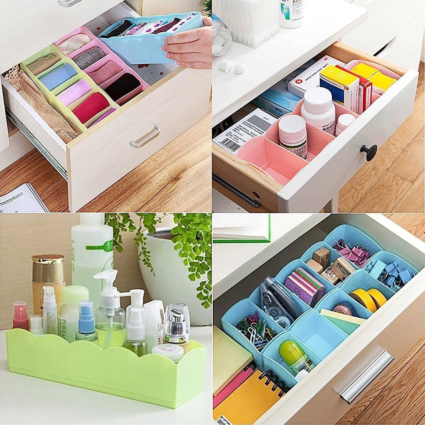 Multi-Function Desktop Drawer Storage Box Clothing Organizer 5 Grid Storage Box Underwear Socks ,Ties Organizer Box (4 Pc Set) Mihikart
