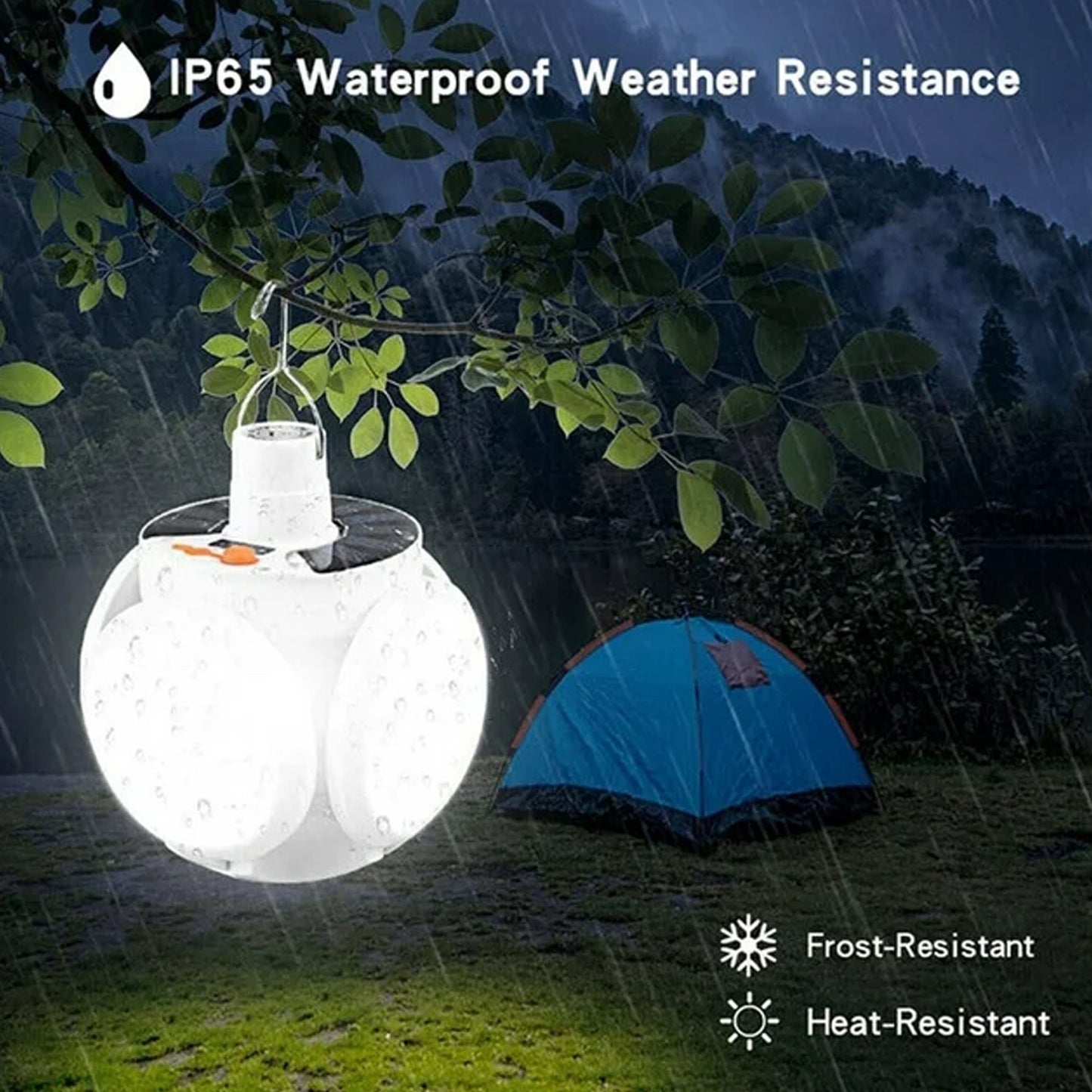 Solar Multi-Functional Emergency LED Light Bulb with USB Charging, LED camping lamp, camping lamp, USB rechargeable, 5 brightness light modes, foldable camping light, SOS IP65 waterproof camping light, blackout emergency equipment, camping gadgets - mihikart.com