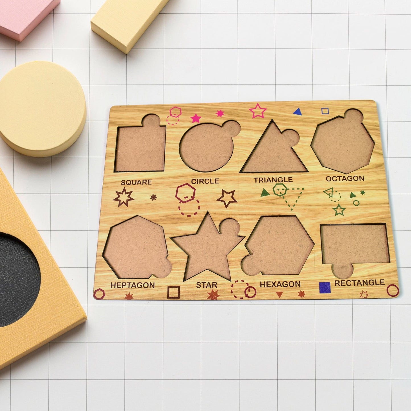 Wooden Triangles Puzzle Learning Educational Board (1 Set / 28×20 Cm) - mihikart.com Toys & Games