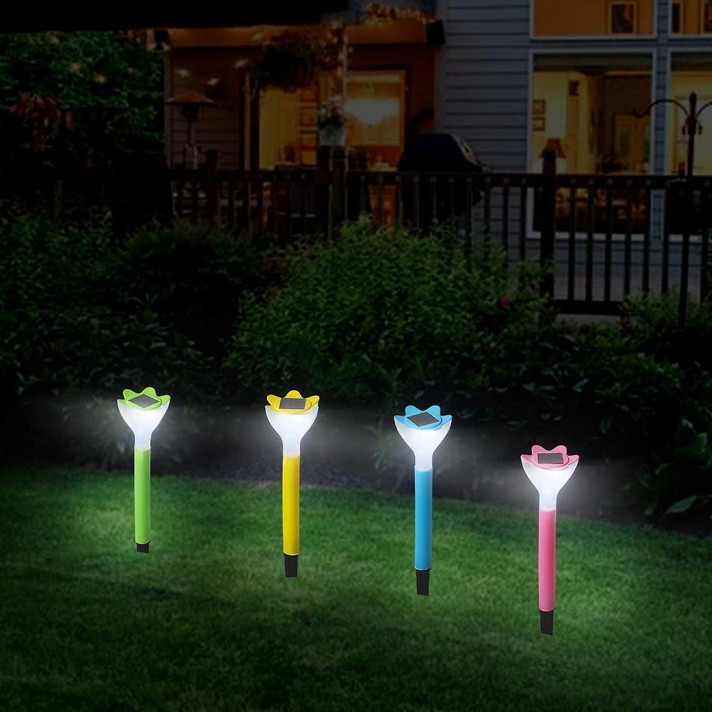 Street Light Solar Flowers Lights Road Light Flower Landscape Light Decorative Yard Lights Solar Lights Garden Stake Flower Lights Solar Landscape Light in Outdoor Spotlight (2 Pc ) Mihikart