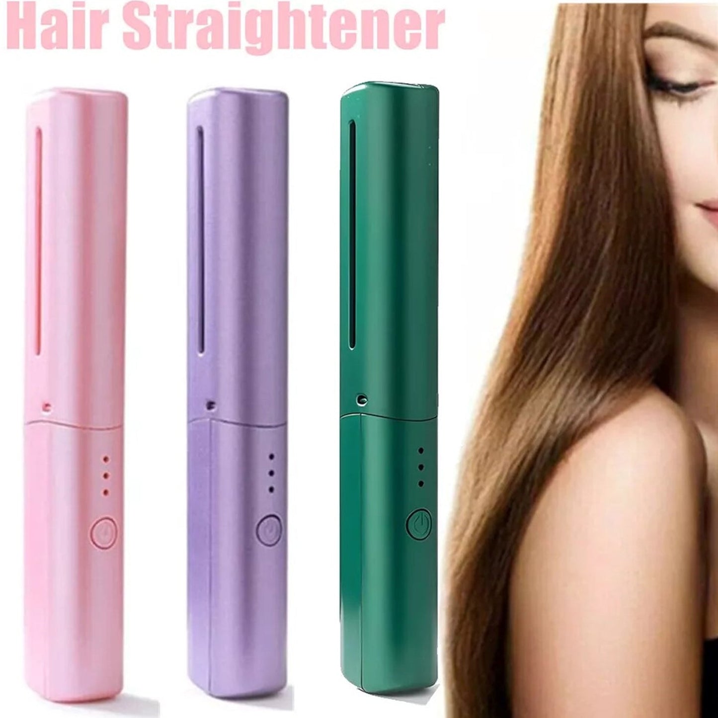 Rechargeable Mini Hair Straightener, Travel Portable USB Charging Cordless Hair Straightener Bursh, Three Temperature Adjustments Flat Iron Comb (1 Pc) - mihikart.com Health & Personal Care