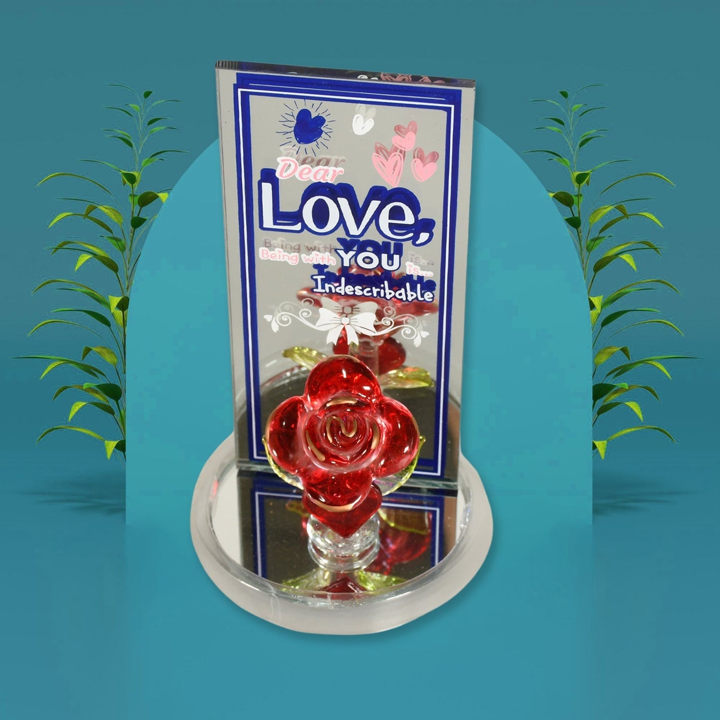 Lovely Rose Gift Showpiece, Love showpiece Valentine's Day Gift, Cute Anniversary, Wedding, Birthday, Boyfriend, Husband Romantic Unique Gift Set, Home Decoration Gift Set (1 Pc) Mihikart
