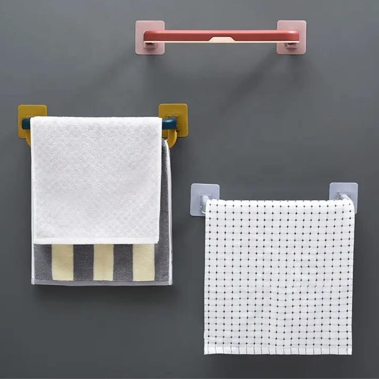 Wall Mounted Double Bar Towel Holder with Hooks | Multifunctional Adjustable Towels Rack for Kitchen / Bathroom | Folding Towel Shelf - mihikart.com