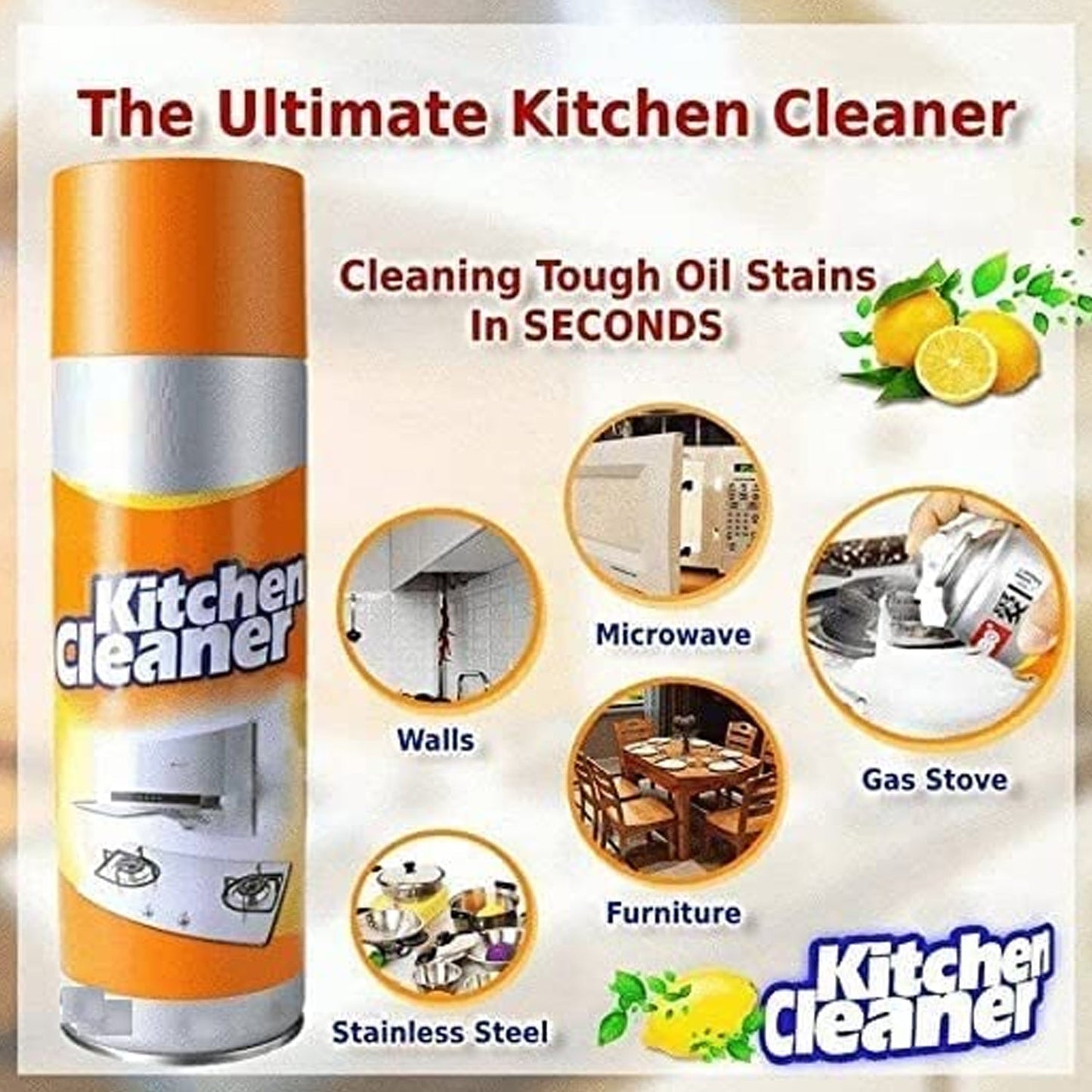 Multipurpose Bubble Foam Cleaner Kitchen Cleaner Spray Oil & Grease Stain Remover Chimney Cleaner Spray Bubble Cleaner All Purpose Foam Degreaser Spray (500 Ml) - mihikart.com Home & Kitchen