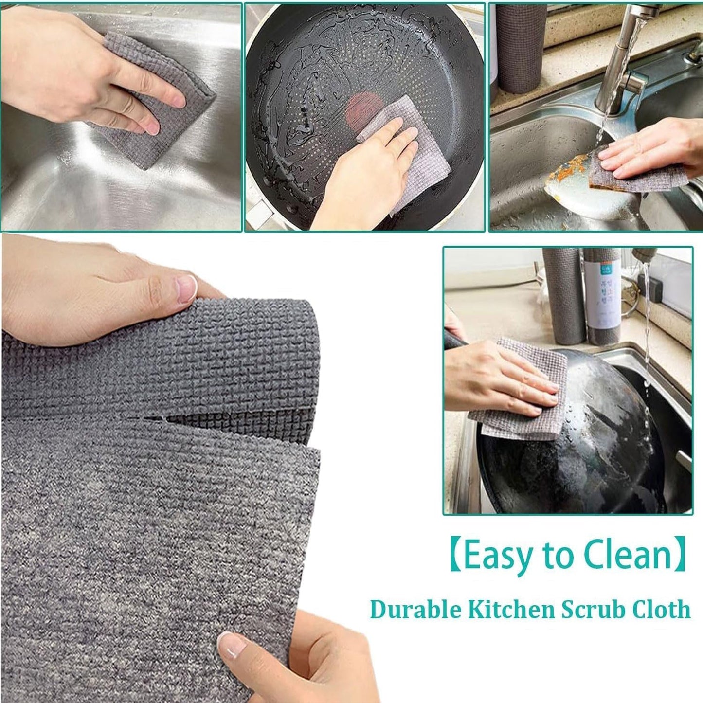 Durable Kitchen Scrub Cloth, Microfiber Cleaning Cloth Roll, Kitchen Wear-Resistant Cloth 20×22cm, Multipurpose Cleaning Cloths for Kitchen (1pc) Mihikart