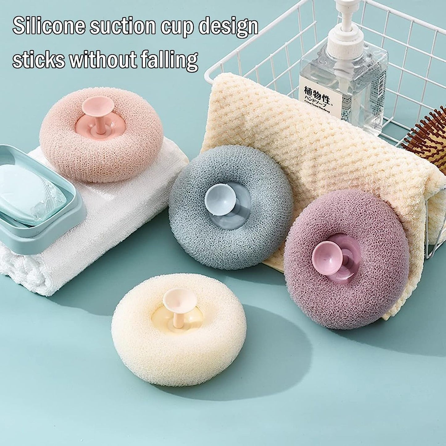 Super Soft Bath Sponge Flower Suction Cup Bath Sponges for Shower Women Men Foam Loofah Sponge Exfoliating Bath Sponge Body Washer Reusable loofah Massage Bath (1 pc) - mihikart.com Health & Personal Care