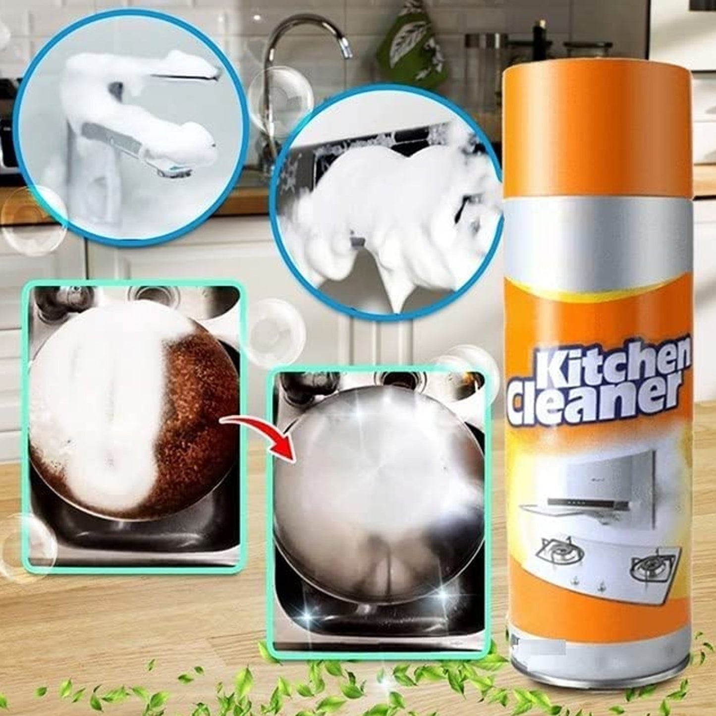 Multipurpose Bubble Foam Cleaner Kitchen Cleaner Spray Oil & Grease Stain Remover Chimney Cleaner Spray Bubble Cleaner All Purpose Foam Degreaser Spray (500 Ml) - mihikart.com Home & Kitchen