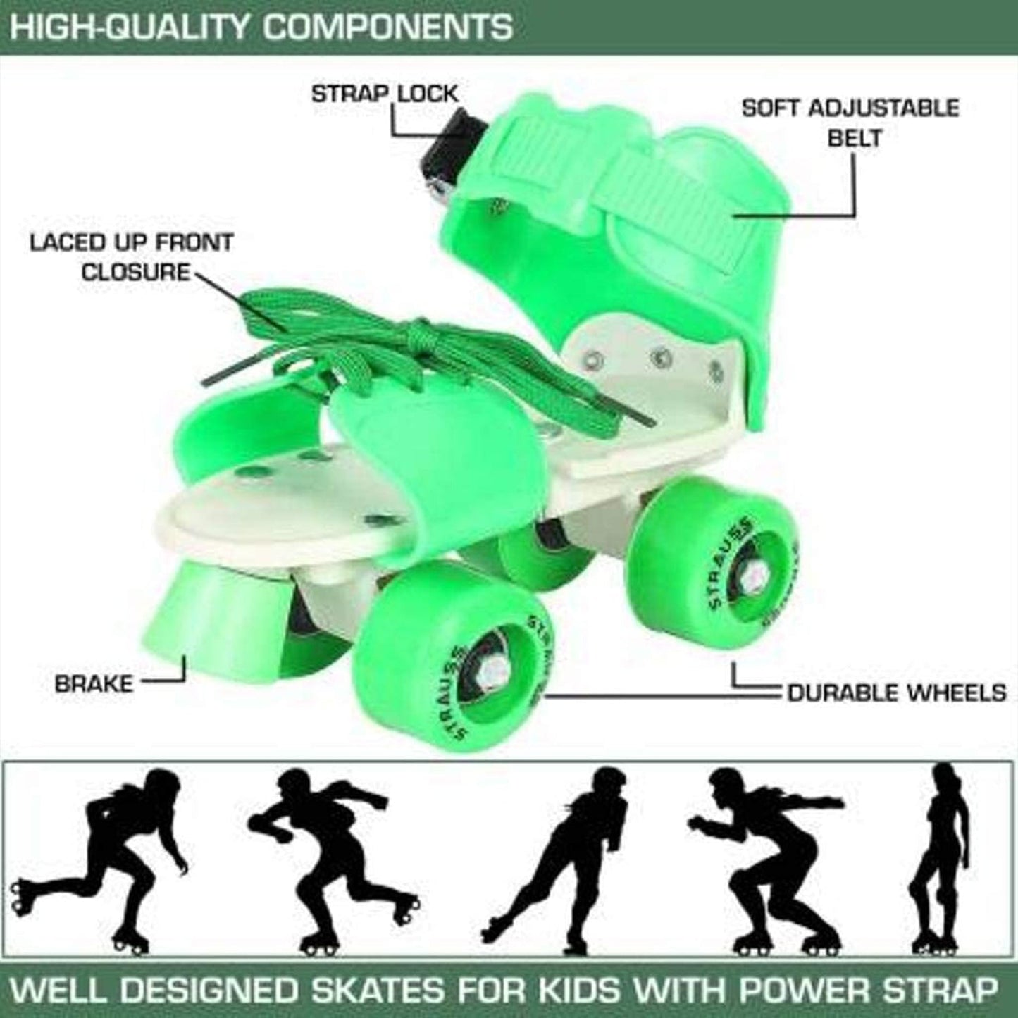 Roller Skates for Kids, Very Adjustable & Comfortable to Use / Roller Skate, Skating / (Pair of 1) Mihikart