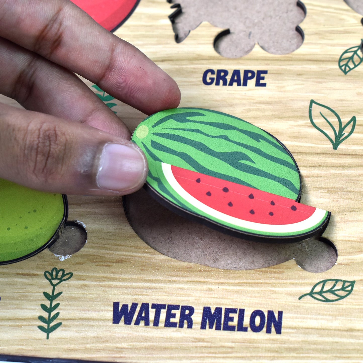 Wooden Fruits Puzzle Learning Educational Board (1 Set / 28×20 Cm) - mihikart.com Toys & Games