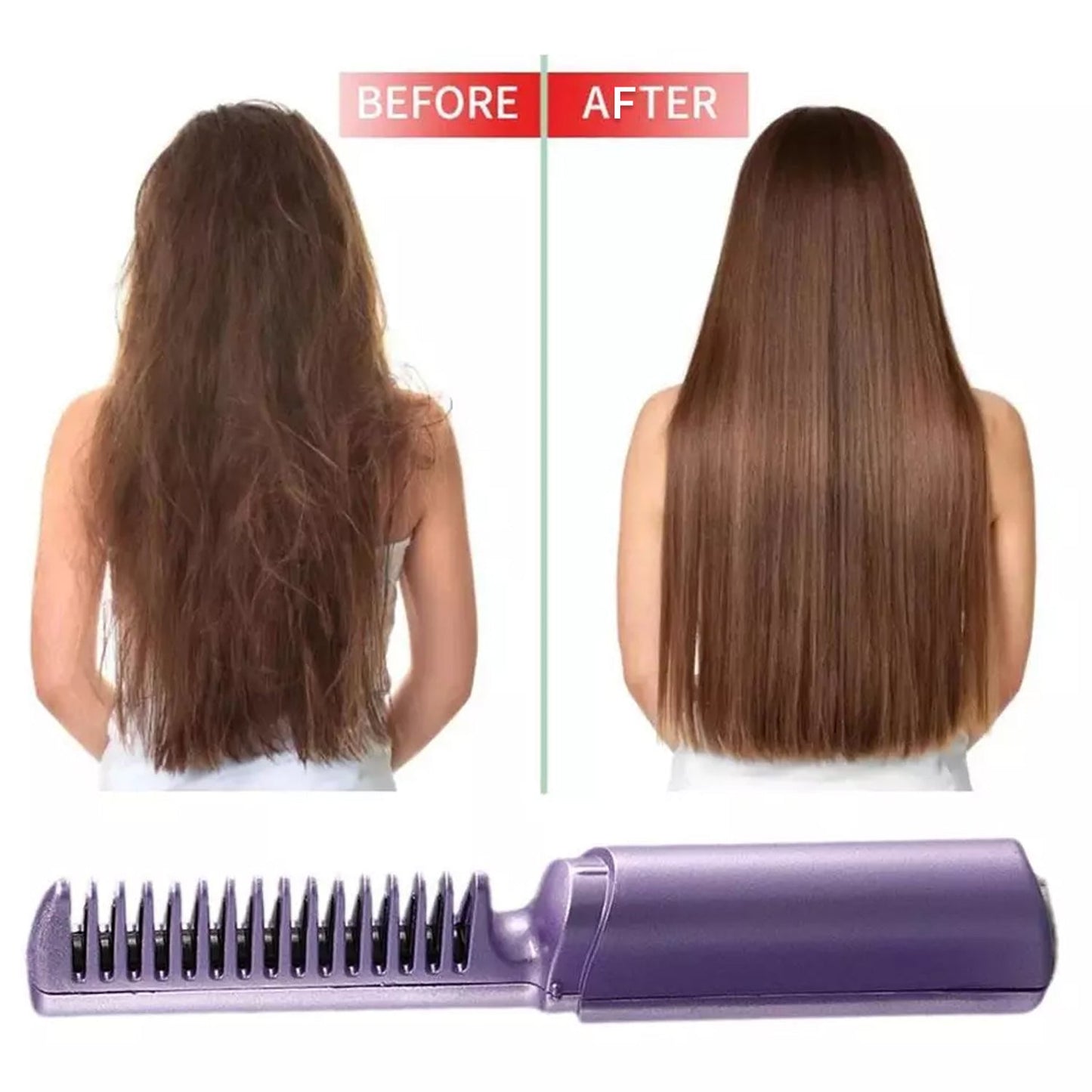 Rechargeable Mini Hair Straightener, Travel Portable USB Charging Cordless Hair Straightener Bursh, Three Temperature Adjustments Flat Iron Comb (1 Pc) - mihikart.com Health & Personal Care