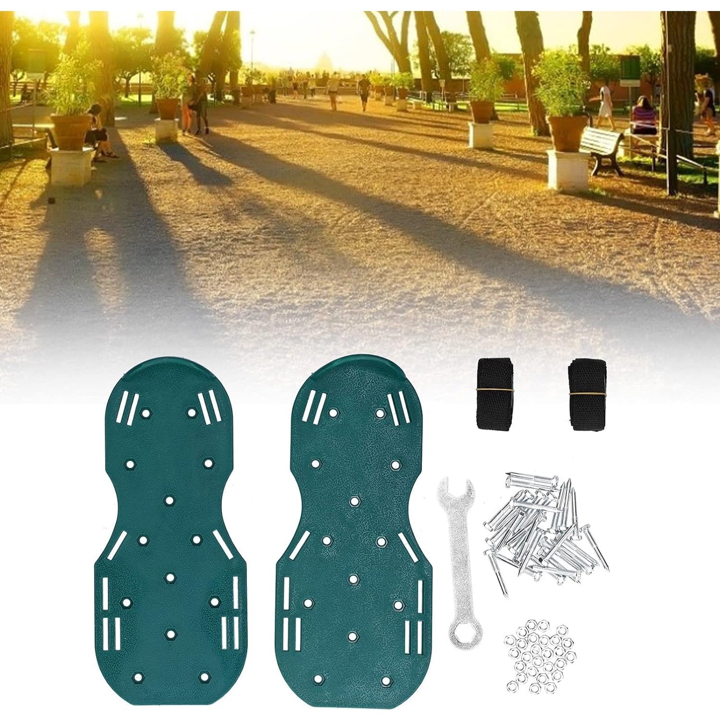 Lawn Aerator Sandals, Garden Grass Aerator Spiked Sandals Green Studded Shoes for Yard Patio Garden Excavation Mihikart