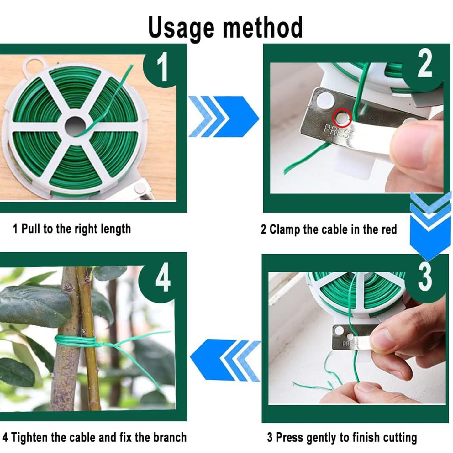 Garden Wire, Sturdy Plant Ties for Support, Garden Ties with Cutter for Tomatoes Vines, Plant Wire Tie Wire for Indoor, Outdoor, Home and Office Use (50 Mtr) Mihikart