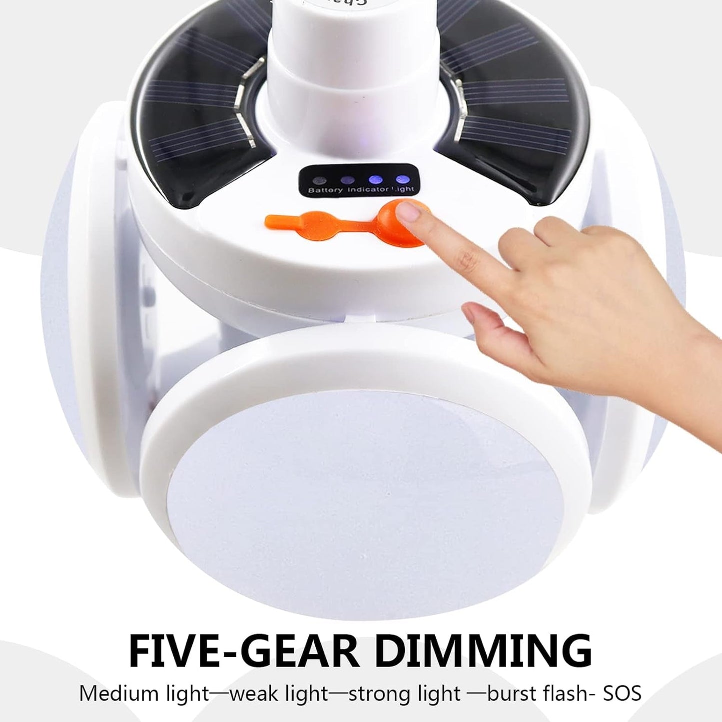 Solar Multi-Functional Emergency LED Light Bulb with USB Charging, LED camping lamp, camping lamp, USB rechargeable, 5 brightness light modes, foldable camping light, SOS IP65 waterproof camping light, blackout emergency equipment, camping gadgets - mihikart.com