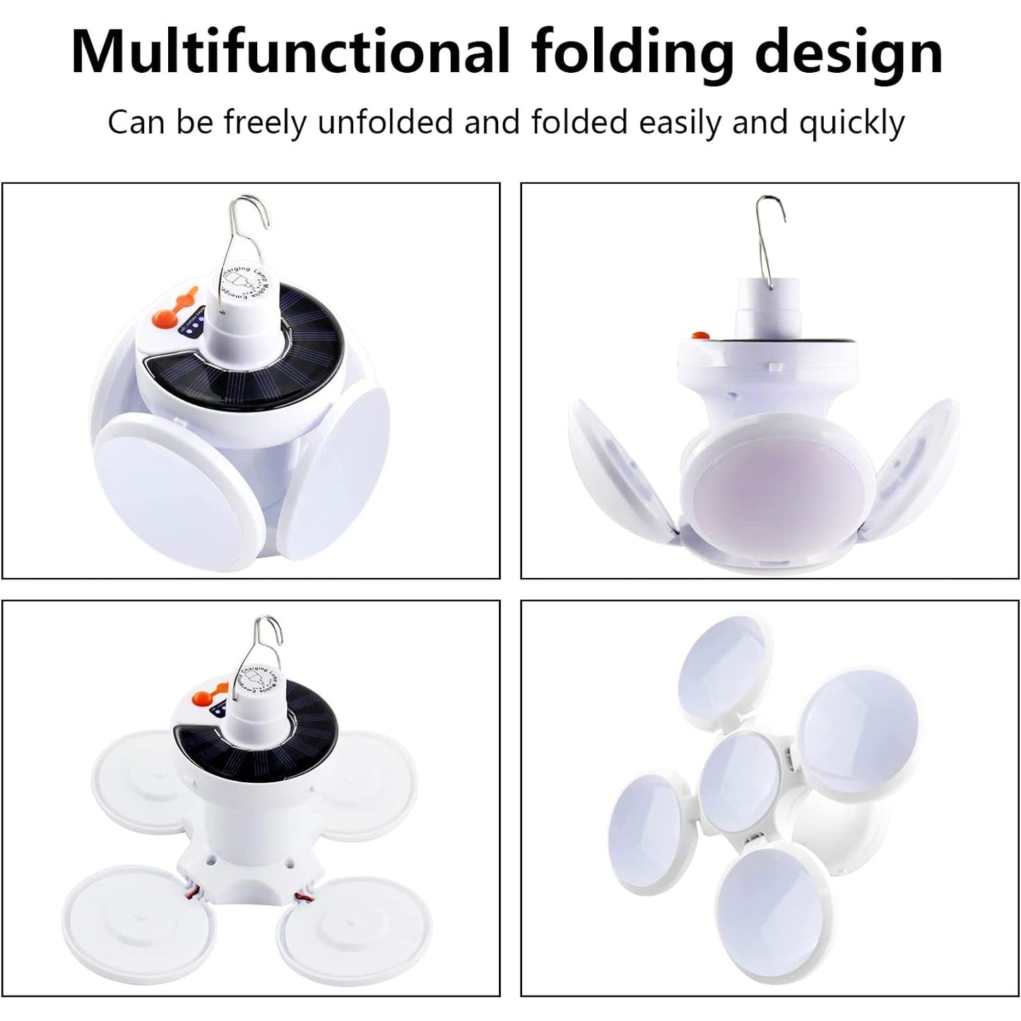 Solar Multi-Functional Emergency LED Light Bulb with USB Charging, LED camping lamp, camping lamp, USB rechargeable, 5 brightness light modes, foldable camping light, SOS IP65 waterproof camping light, blackout emergency equipment, camping gadgets - mihikart.com
