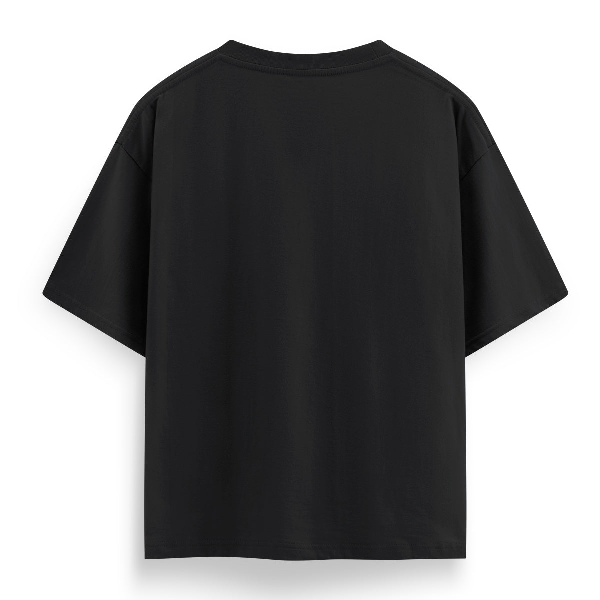 100% Cotton Oversize BIO-WASH T-shirt - Black - mihikart.com back view