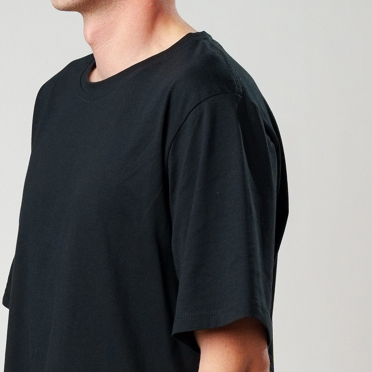 100% Cotton Oversize BIO-WASH T-shirt - Black - mihikart.com left side view