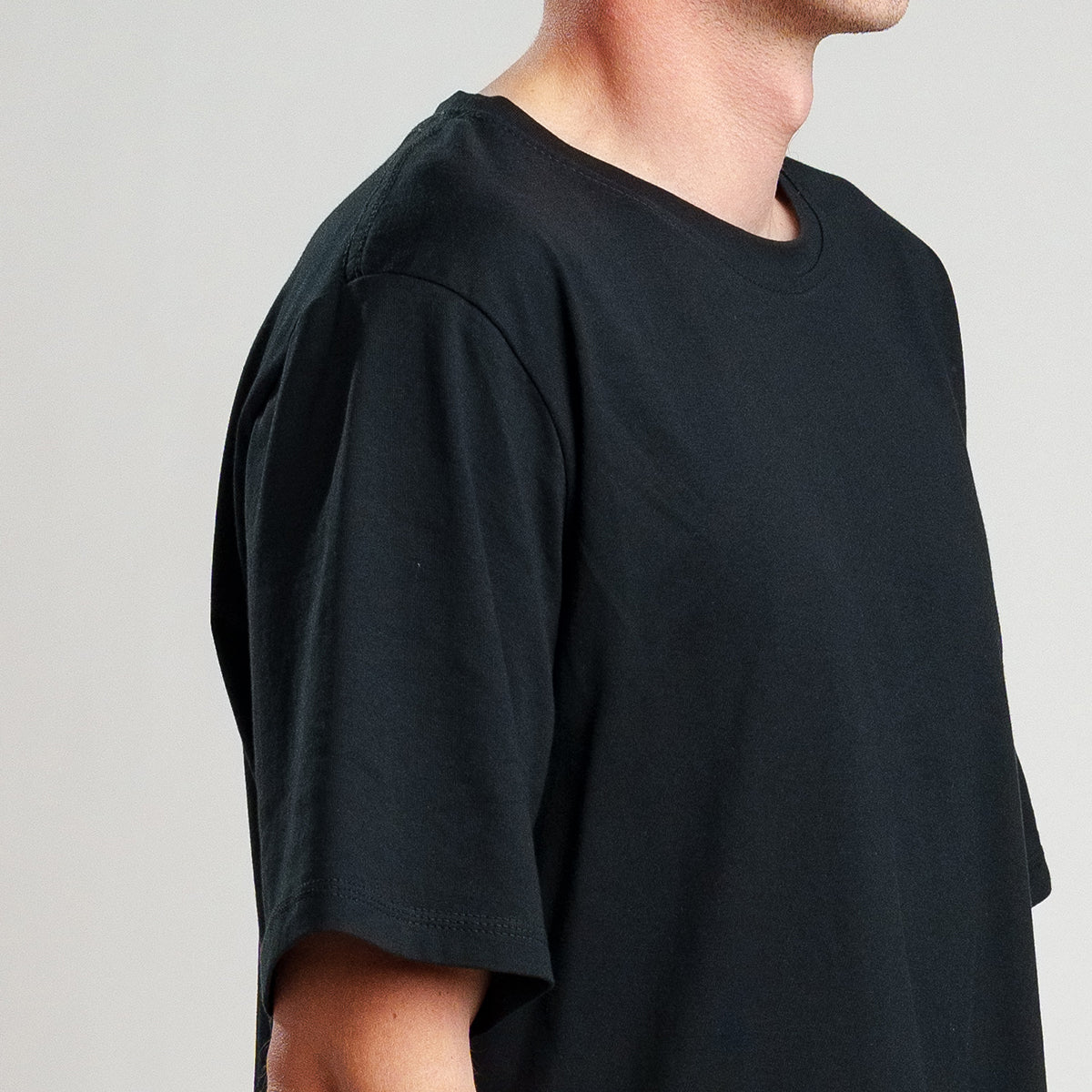 100% Cotton Oversize BIO-WASH T-shirt - Black - mihikart.com right side view