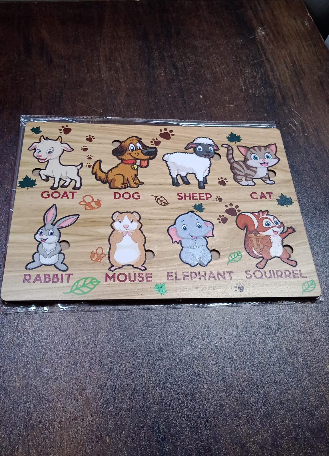 Wooden Animal Puzzle Learning Educational Board (1 Set / 28×20 Cm) - mihikart.com Toys & Games