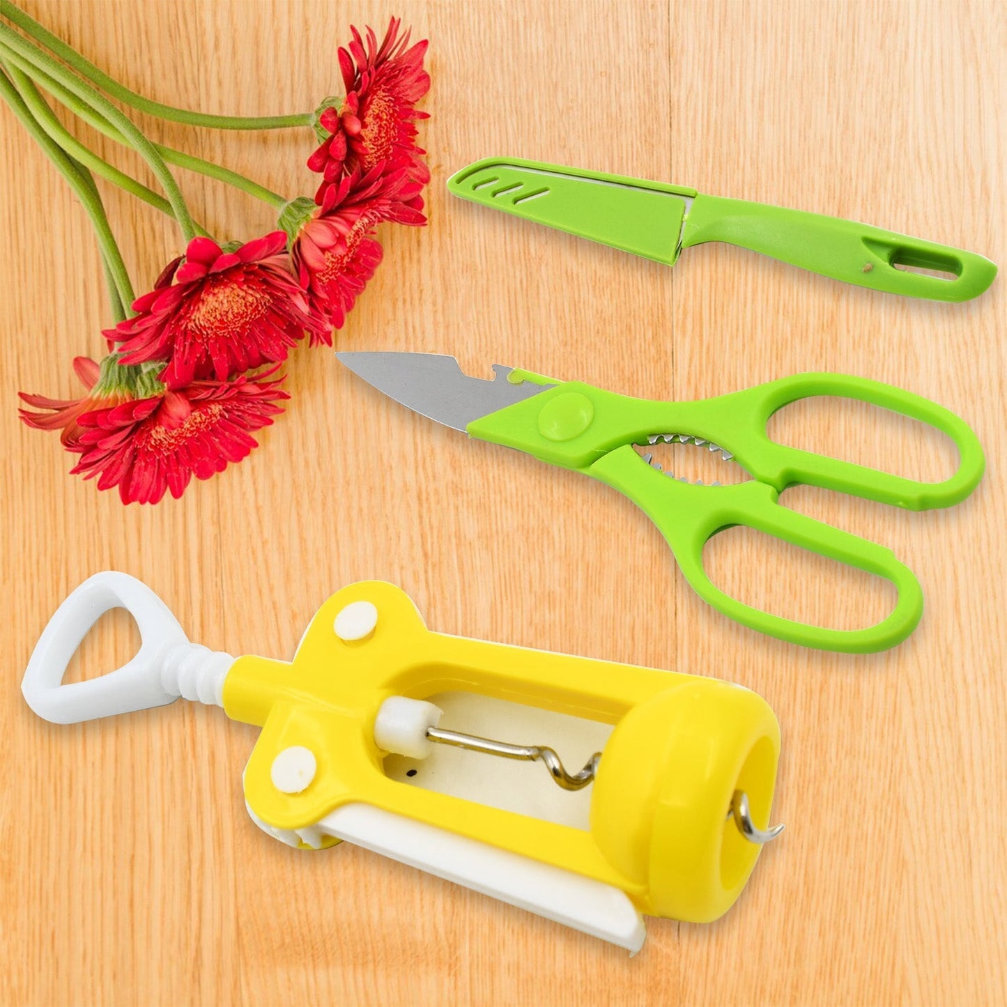 Multifunction Kitchen Tools Stainless Steel and Plastic Kitchen Knife and Scissor Ideal Accessory Set for Kitchen Mihikart