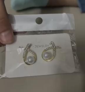 Korean Studded Cross Pearl Stud Earrings ✅Trusted Seller