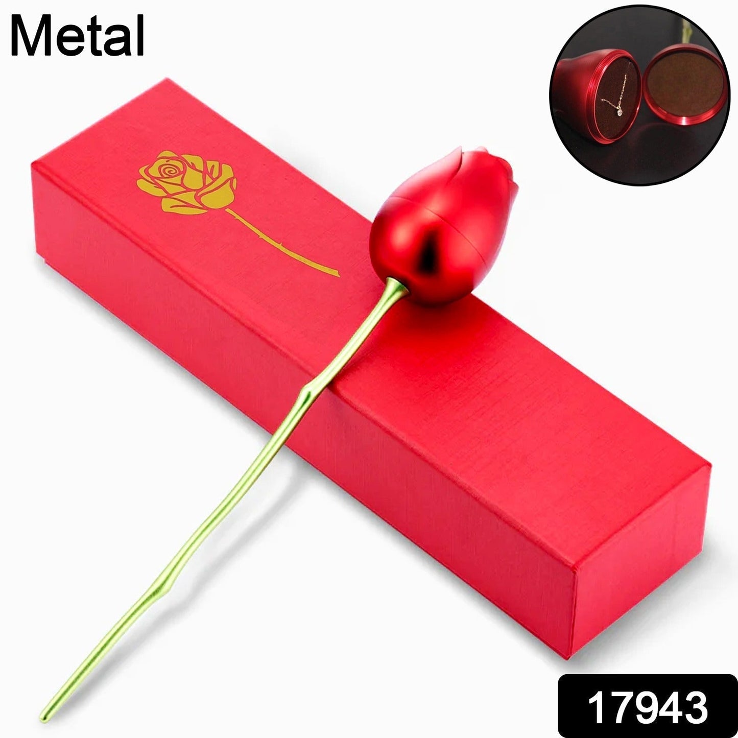 Metal Red Rose Couple Jewelry Box-Fancy Jewelry Box (1 Pc) Mihikart