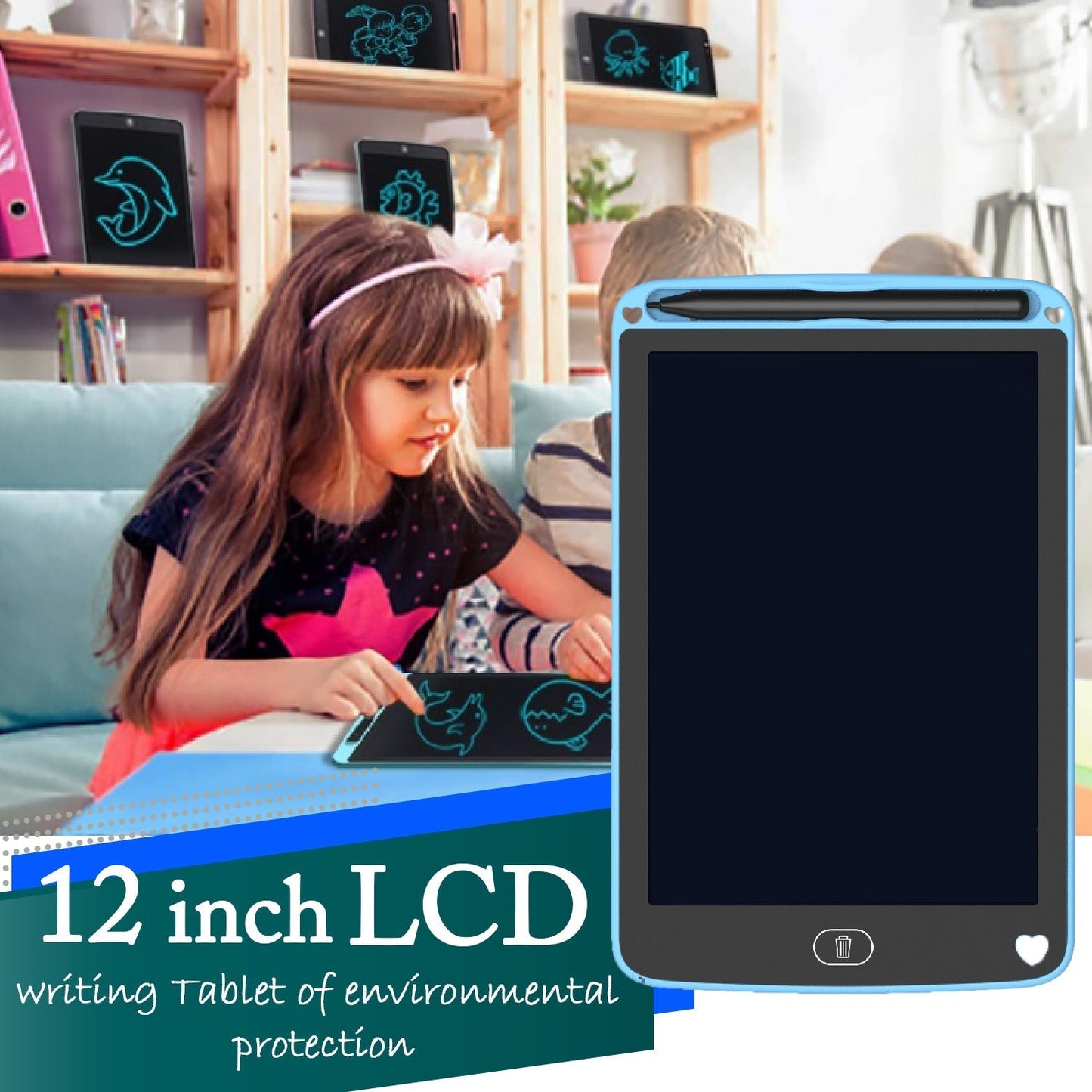 Portable LCD Writing Board Slate Drawing Record Notes Digital Notepad with Pen Handwriting Pad Paperless Graphic Tablet for Kids 12 inch Mihikart