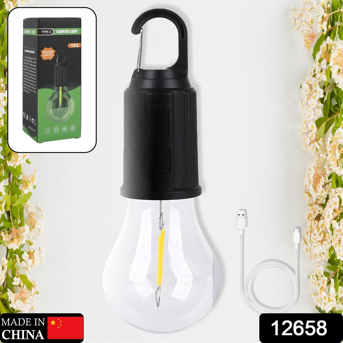 Rechargeable Camping Lights for Tents LED Camping Tent Lantern 3 Lighting Modes Tent Lamp Portable Emergency Camping Lights with Clip Hook for Camping Hiking Fishing, Backpacking (1 Pc) - mihikart.com Garden & Outdoors