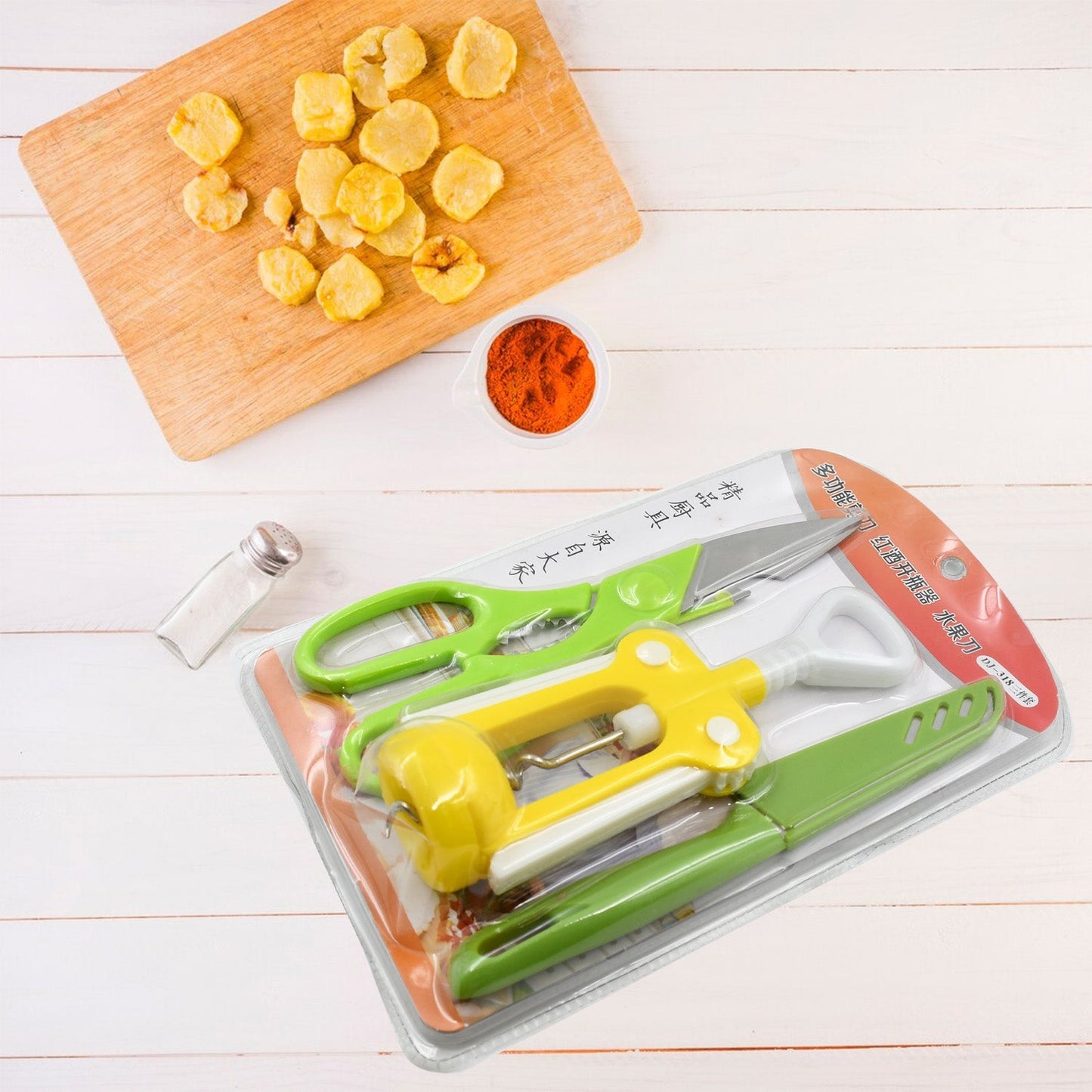 Multifunction Kitchen Tools Stainless Steel and Plastic Kitchen Knife and Scissor Ideal Accessory Set for Kitchen Mihikart