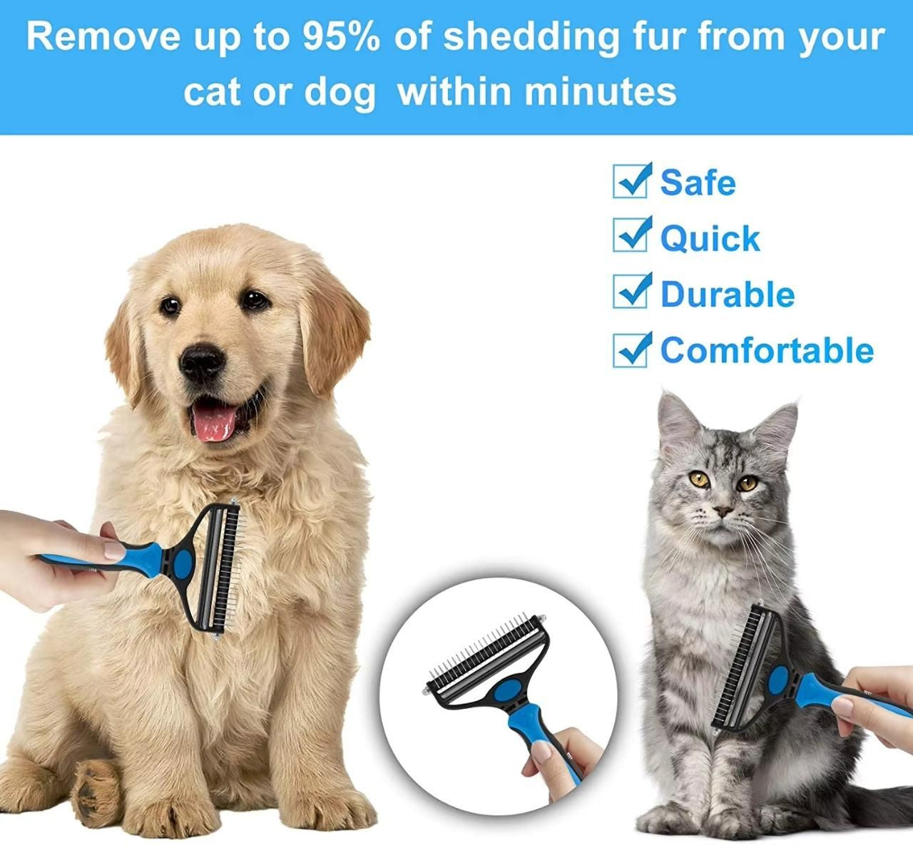 2 in 1 Deshedding Grooming Undercoat Brush 5bb8c4-09