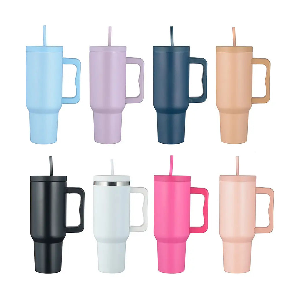 2-in-1 Double Wall Stainless Steel Tumbler with Handle, Lid and Straw | 1.2L Large Capacity | Vacuum Insulated | Multicolor Travel Mug ✅Trusted Seller