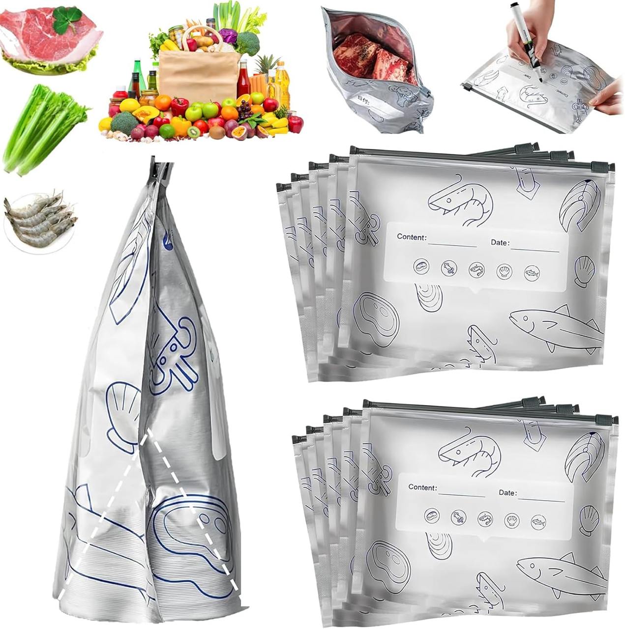 Reusable Aluminum Foil Food Storage Bags Pack of 10