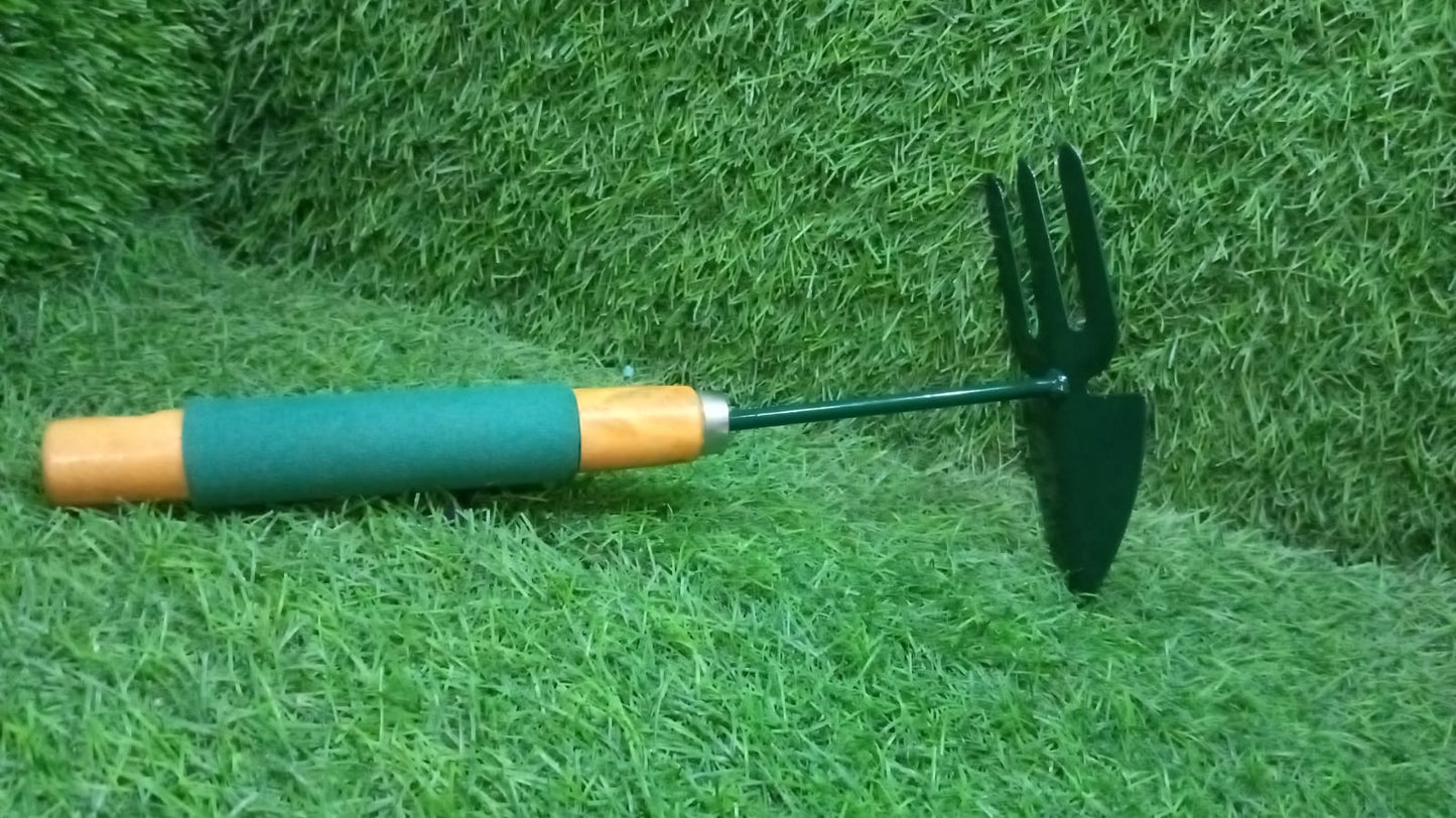 7843 2 IN 1 DOUBLE HAND HOE GARDENING TOOL WITH WOODEN HANDLE Mihikart