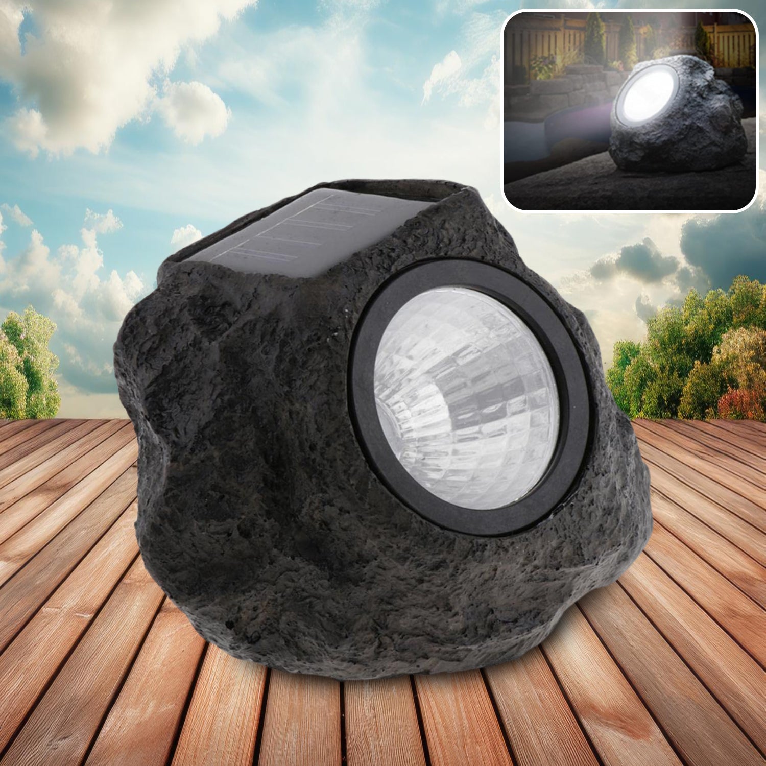 Solar Powered LED Rock Light Solar Powered LED Spotlight Faux Stone for Pathway Landscape Garden Outdoor Patio Yard (1 Pc) Mihikart