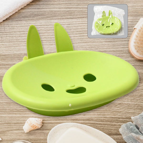 Soap Box Drain soap Box Cute Rabbit Shape Double soap Bowl Box Plastic Rack Storage Rack Bathroom Toilet Storage Box