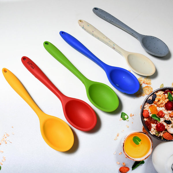 Multipurpose Silicone Spoon, Silicone Basting Spoon Non-Stick Kitchen Utensils Household Heat-Resistant Non Stick Spoons Kitchen Cookware Items For Cooking and Baking (6 Pcs Set)