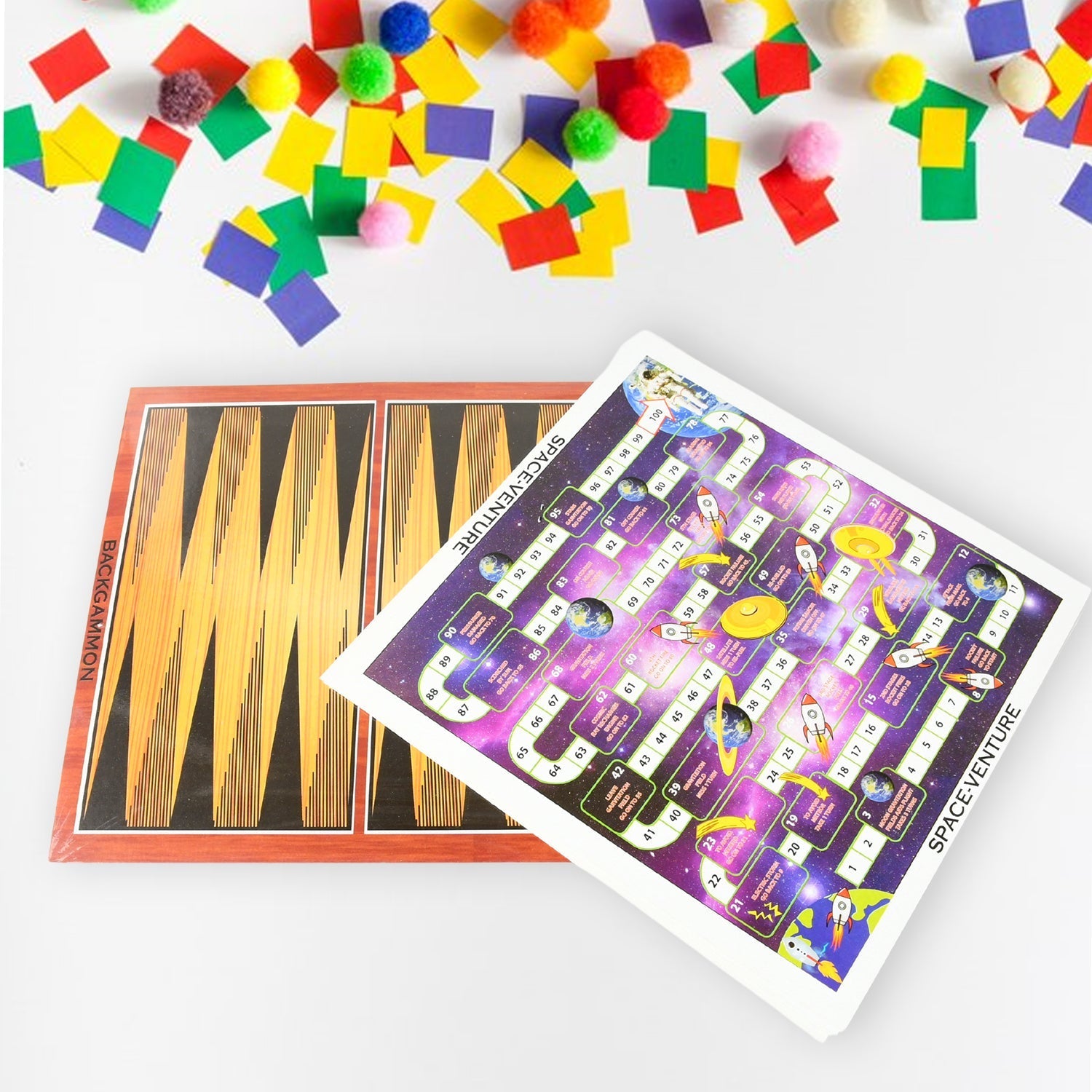 13 in 1 Family Board Game Chess, Snakes & Ladders, Ludo, Tic-Tac-Toe, Checkers, Travel Bingo, Football, Space Venture, Steeplechase Set for Kids Mihikart