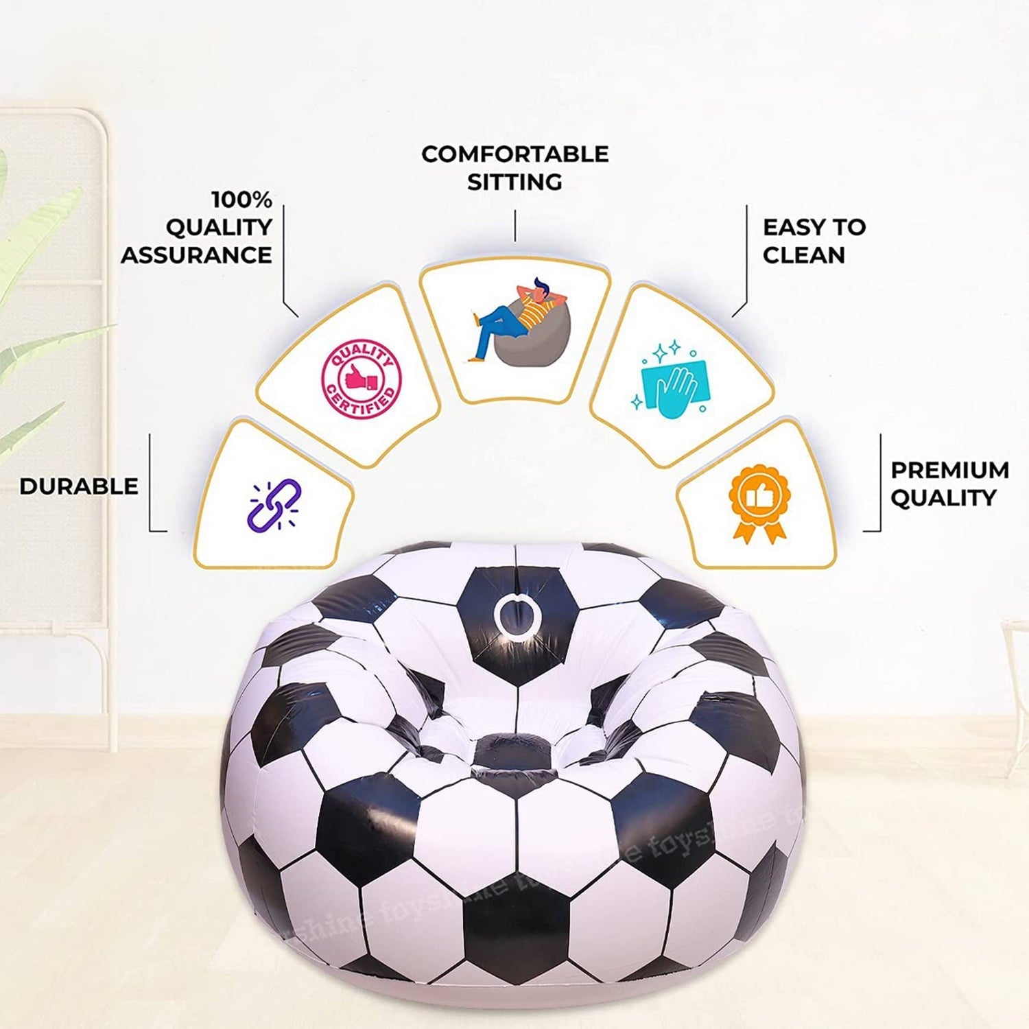 Foldable Sofa, Cartoon Style Inflatable Folding Chair, Ball Chair, Inflatable Sofa for Adults, Kids size (110cm x 80cm) Mihikart