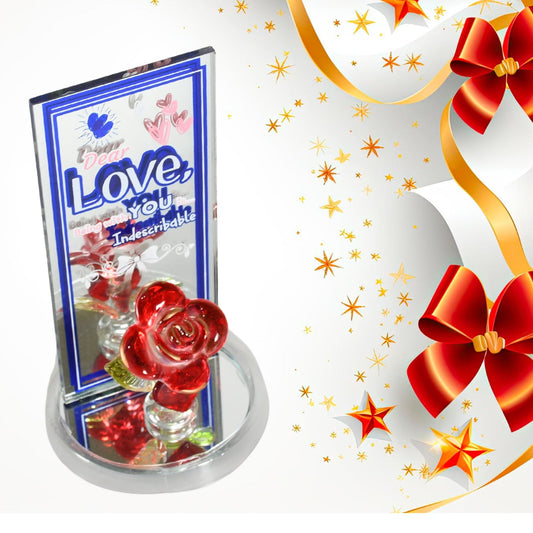 Lovely Rose Gift Showpiece, Love showpiece Valentine's Day Gift, Cute Anniversary, Wedding, Birthday, Boyfriend, Husband Romantic Unique Gift Set, Home Decoration Gift Set (1 Pc) Mihikart