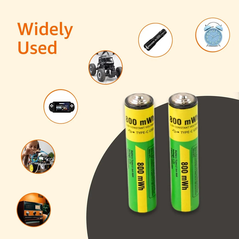USB Type-C charging port built into rechargeable AA battery top close-up safe durable ecological lithium-ion