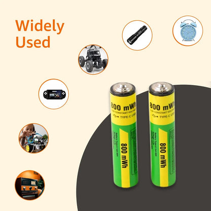 USB Type-C charging port built into rechargeable AA battery top close-up safe durable ecological lithium-ion