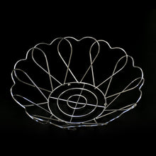 Fruit basket in stainless steel with a floral design