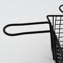 Mesh basket for frying and draining snacks.