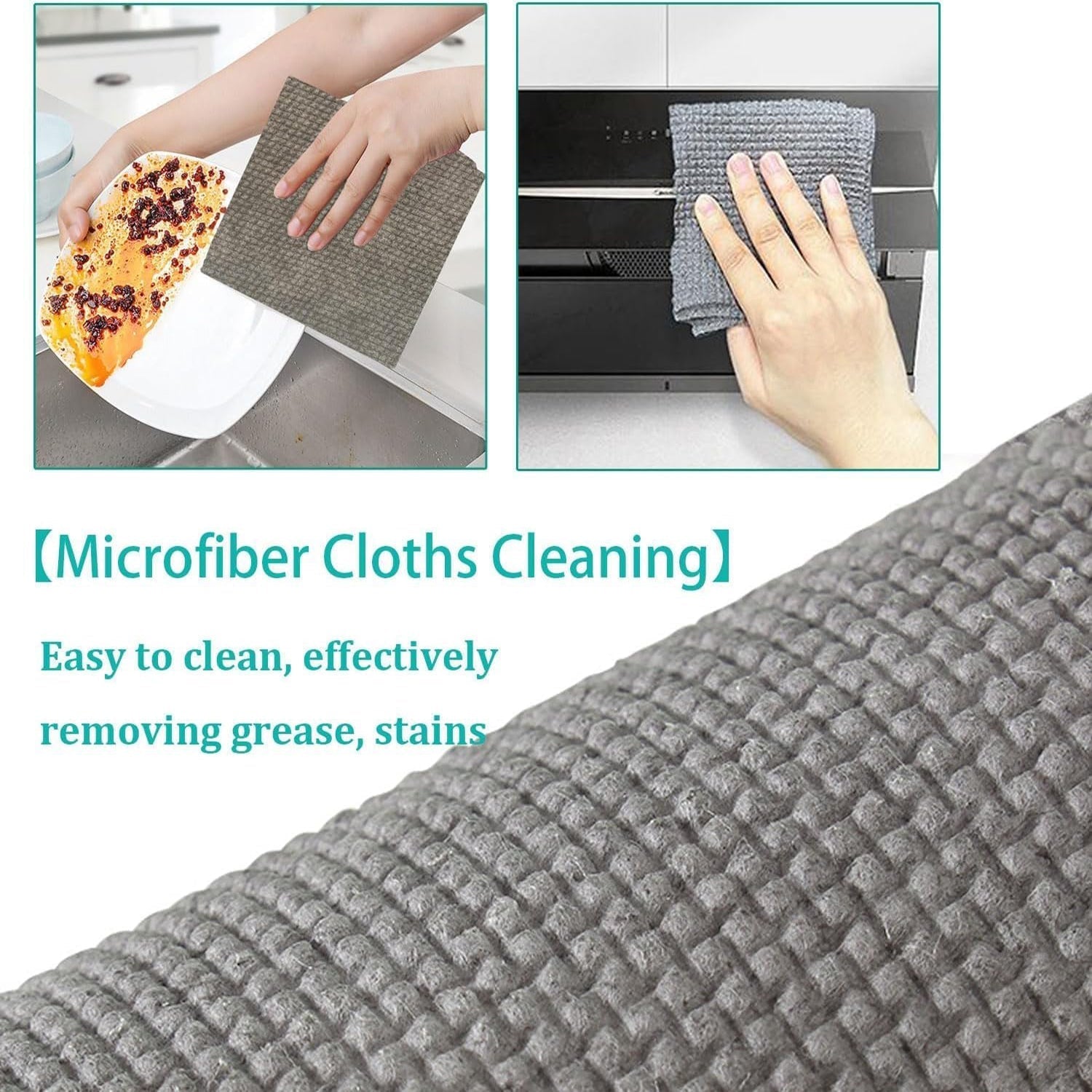 Durable Kitchen Scrub Cloth, Microfiber Cleaning Cloth Roll, Kitchen Wear-Resistant Cloth 20×22cm, Multipurpose Cleaning Cloths for Kitchen (1pc) Mihikart