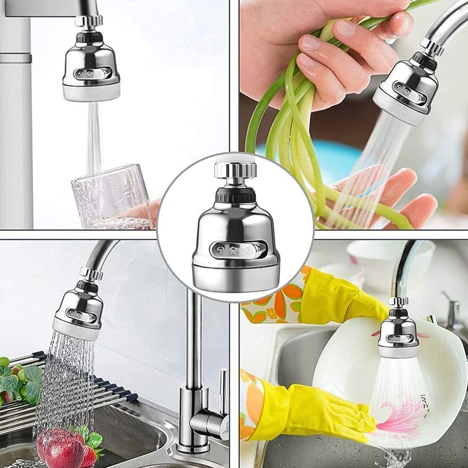 Faucet Sprayer Head, 360° Rotatable Faucet Extension (1 Set) Mihikart
